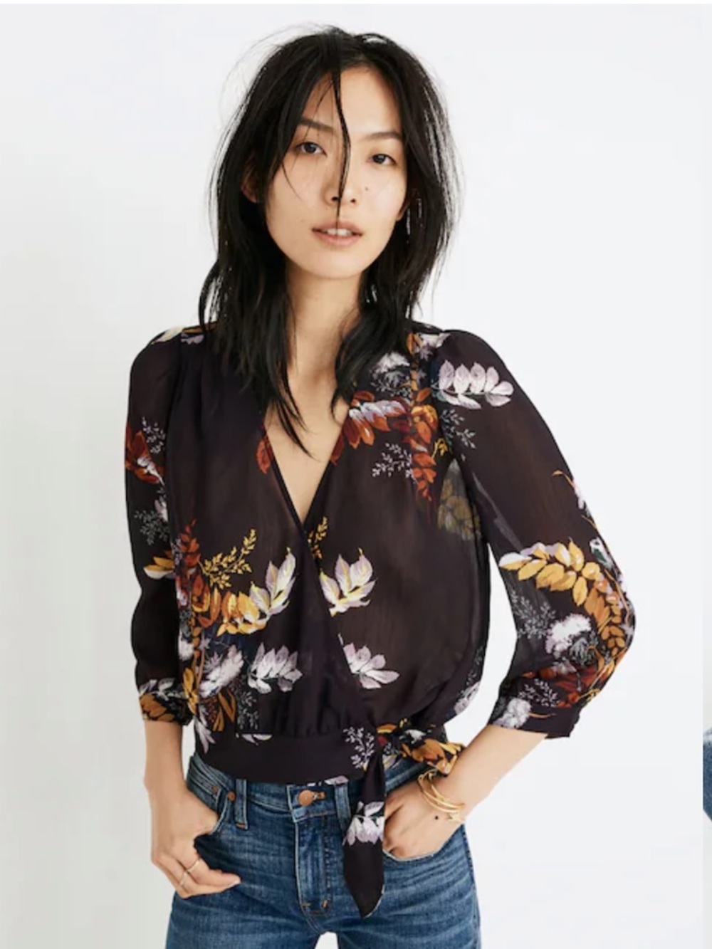 Madewell Wrap Top in Blooming Oasis Size XS